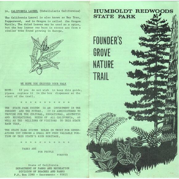 None Other - Vintage Humboldt Redwoods State Park Founders Grove Nature Trail Brochure TH2-O1